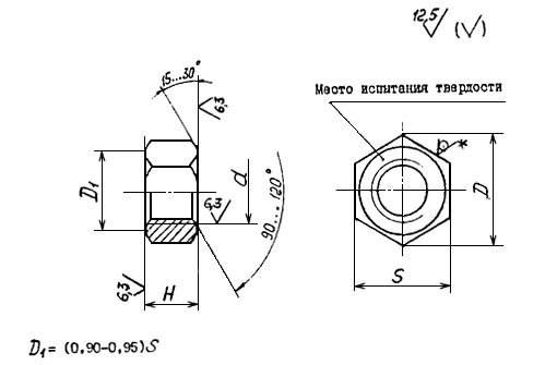 чертеж гайки ОСТ 26-2041-96